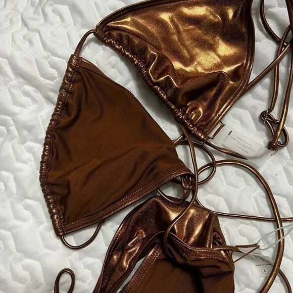 Fashion nova large high waisted dark gold two piece bikini nwt swim - Picture 7 of 8